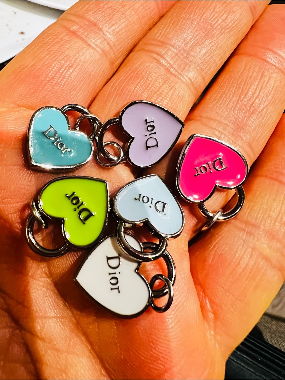 Unbranded set of 6 bundle Heart Enamel Charm Set — Multicolor Hearts